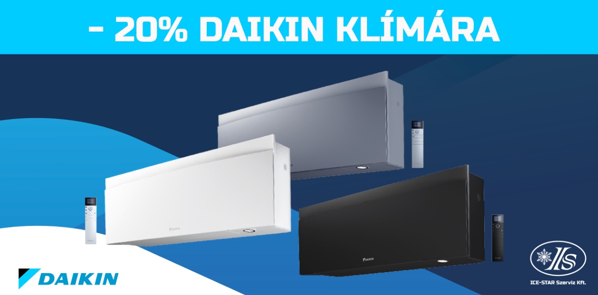 Egyedülálló akció, 20% kedvezmény Daikin oldalfali split klímára